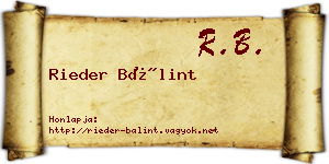 Rieder Bálint névjegykártya